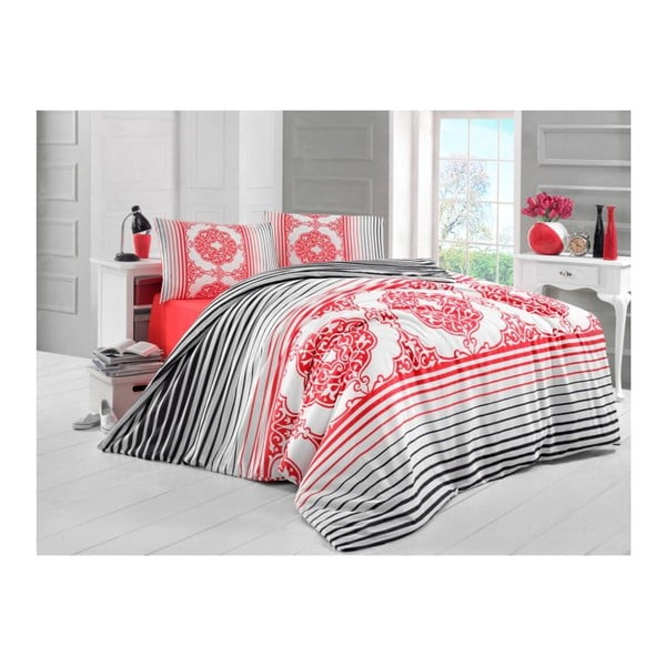 Pamučna posteljina s plahtama i 2 jastučnice Algin, 200 x 220 cm