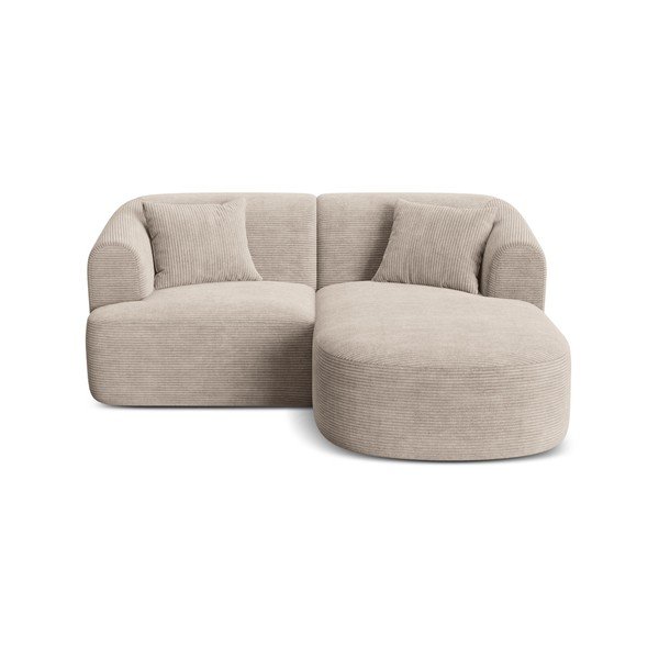 Svjetlo smeđa kutna garnitura od samta (s desnim kutom/s ležaljkom) Campi – Cosmopolitan Design