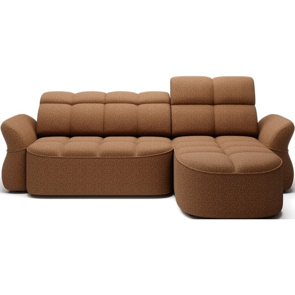 Žuta /smeđa baršunasti sklopiva/s prostorom za odlaganje kutna garnitura (s desnim kutom/s ležaljkom) Beneth – ELTAP