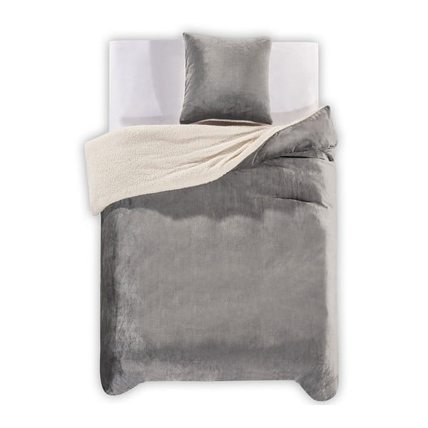 Svijetlo siva posteljina od mikrovlakana DecoKing Teddy, 135 x 200 cm