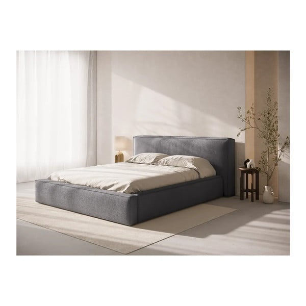 Tamno sivi tapecirani bračni krevet s prostorom za odlaganje s podnicom 140x200 cm Simon Olivia – Micadoni -image-1