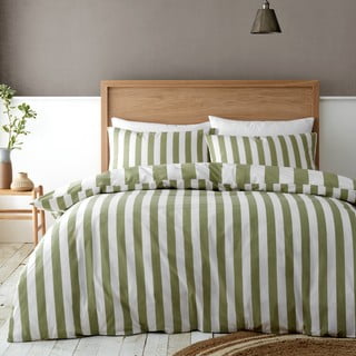 Zelena/krem posteljina za bračni krevet/za produženi krevet 230x220 cm Cove Stripe – Catherine Lansfield
