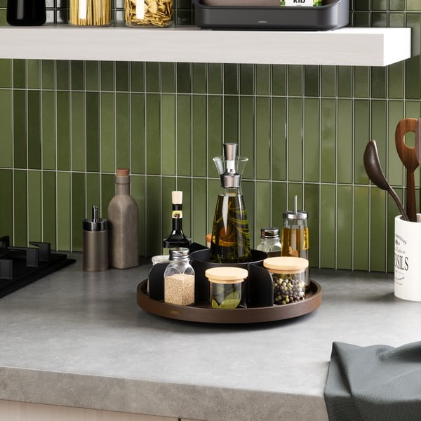 Crni drveni kupaonski organizator za kozmetiku/okretni Bellwood – Umbra-image-1