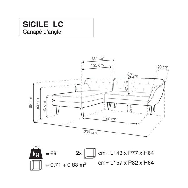 Bež kauč s ležaljkom lijevoj srani Mazzini Sofas Sicile-image-4