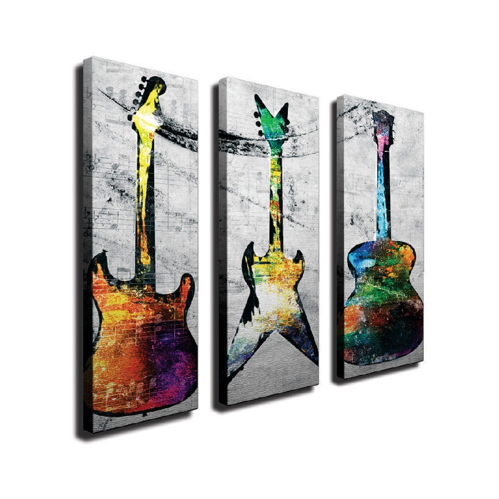3-dijelna zidna slika na platnu Guitars