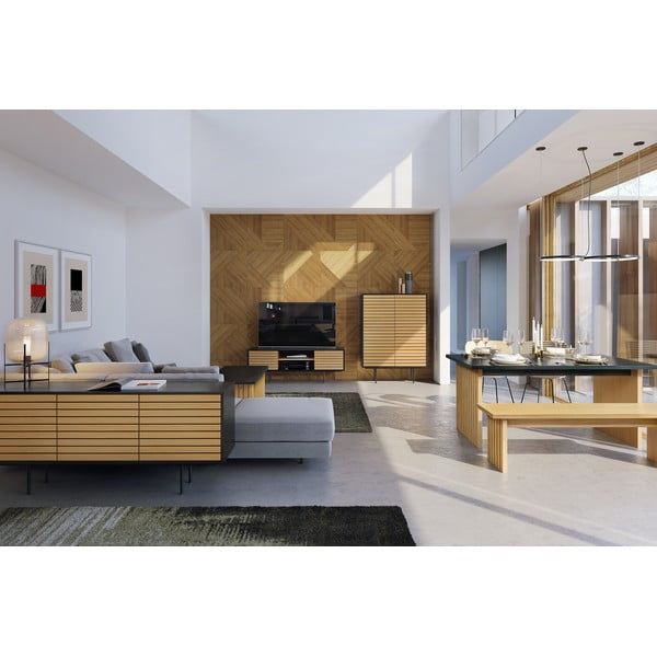 Blagovaonski stol s pločom u dekoru hrasta 90x160 cm Stripe - Woodman-image-1