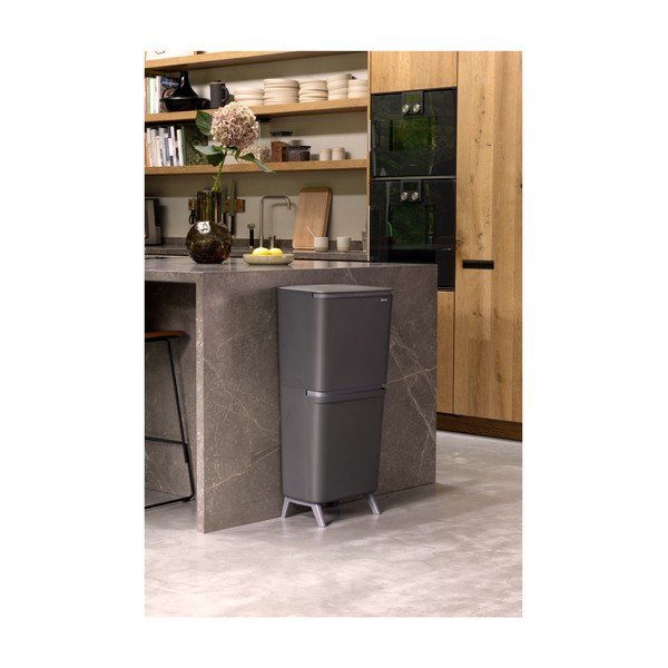 Tamno siva plastična kanta za smeće 25+10+10 l za odvojeni otpad SortUp Recycle Hi – Brabantia-image-1