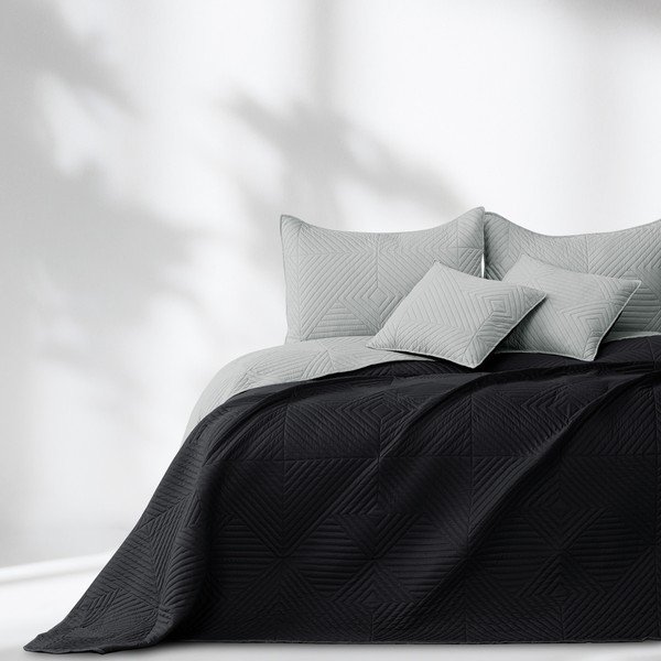 Crni/svijetlo sivi prošiven prekrivač od mikrovlakana 240x260 cm Softa – Restilo-image-1