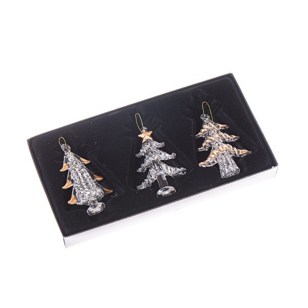 Stakleni ukrasi za božićno drvce u setu 3 kom Trees – Dakls