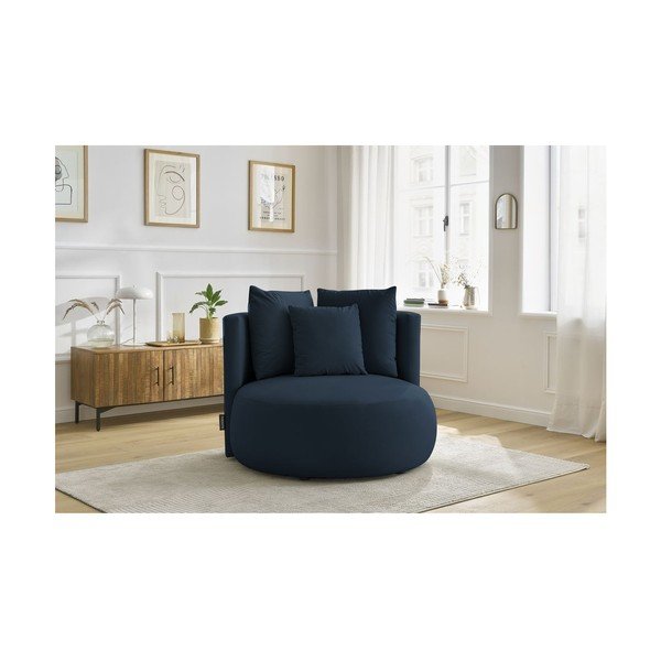 Tamno plava baršunasti fotelja Cesar – Bobochic Paris-image-1