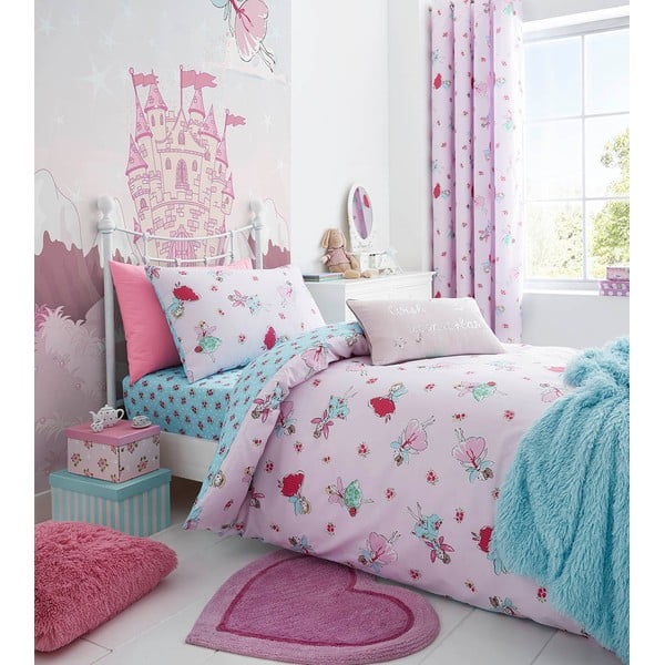 Dječja pamučna posteljina u boji za bračni krevet Catherine Lansfield Fairies, 200 x 200 cm
