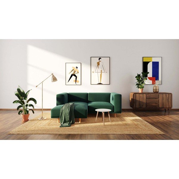 Tamno zelena baršunasta kutna garnitura (s lijevim kutom) Kukumo – Ame Yens-image-3