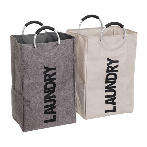 Sive/bež tekstilne košare za rublje u setu 2 kom – Casa Selección