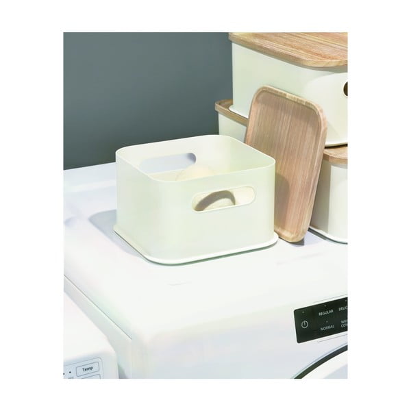 Bijela kutija za pohranu s poklopcem od drveta paulovnije iDesign Eco Handled, 21,3 x 21,3 cm-image-3