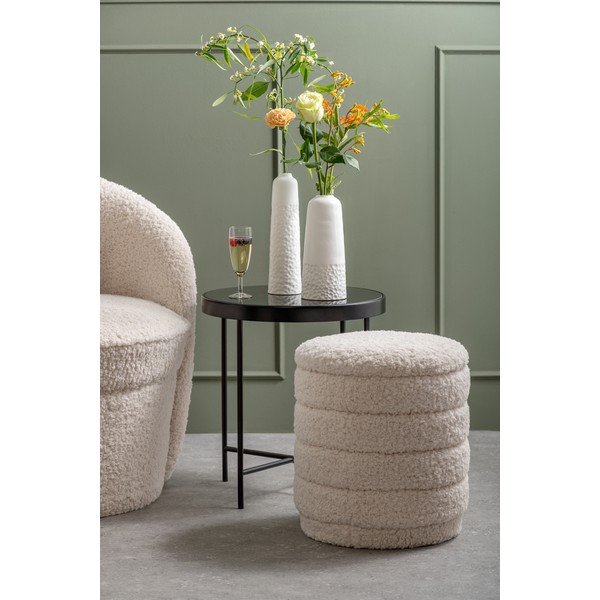 Bijeli okrugli puf s prostorom za odlaganje Leitmotiv Cuddly-image-1