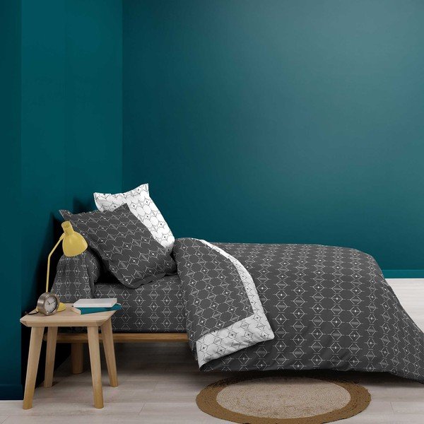 Tamno siva pamučna plahta s gumom 140x190 cm Aristide – douceur d'intérieur-image-1