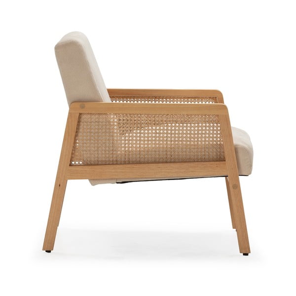 Bež pletena fotelja od samta Debra – Marckeric-image-3