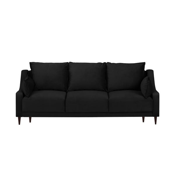 Crni baršunasti kauč na razvlačenje s prostorom za odlaganje Mazzini Sofas Freesia, 215 cm