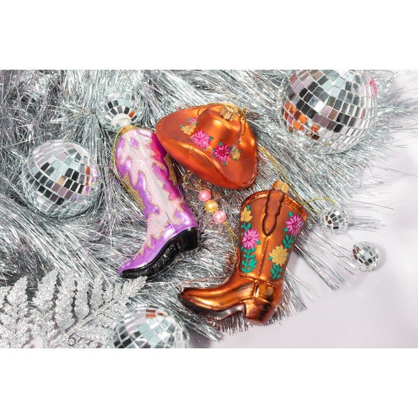 Stakleni ukas za božićno drvce 7 cm Cowboy Boot – Sass & Belle-image-1