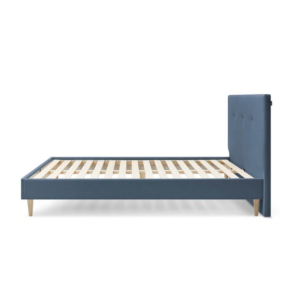 Tamnoplavi tapecirani bračni krevet s podnicom 160x200 cm Tory - Bobochic Paris-image-2