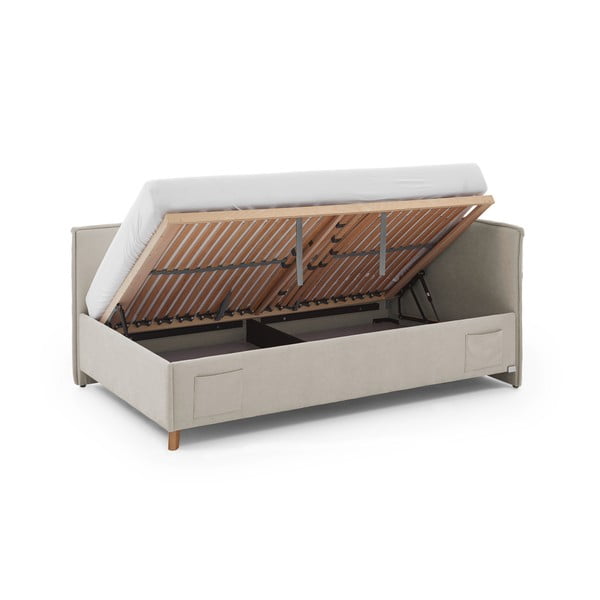 Bež podstavljeni kutni dječji krevet s prostorom za odlaganje s podnicom 120x200 cm Fun – Meise Möbel-image-2