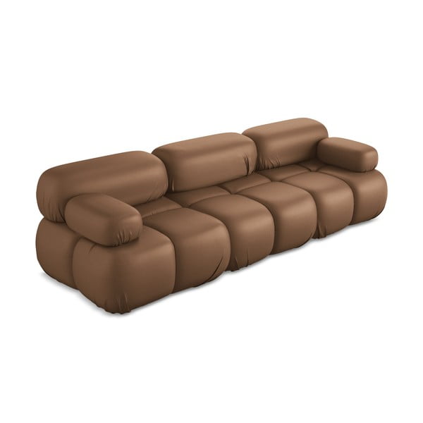 Smeđa sofa od imitacije kože 285 cm Lokua – Makamii-image-2