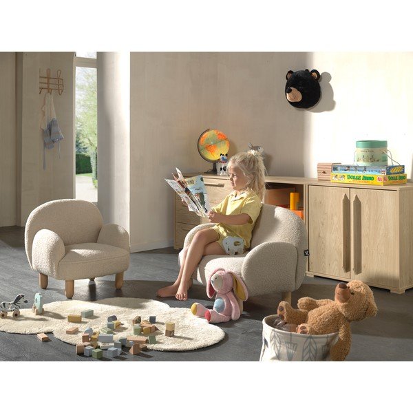 Bež dječja fotelja od bouclé tkanine Rocky – Vipack-image-3