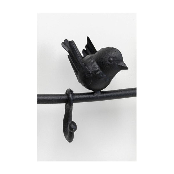 Crna metalna zidna vješalica Kare dizajn ptice, širina 92 ​​cm-image-3