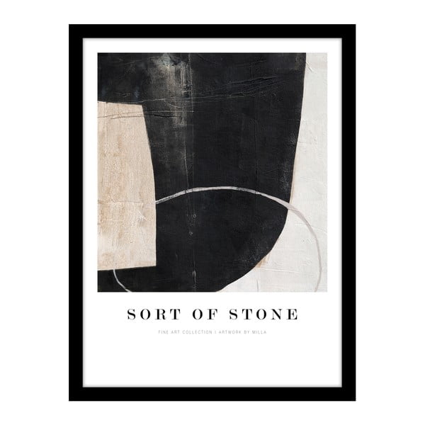 Plakat s okvirom 32x42 cm Sort Of Stone   – Malerifabrikken