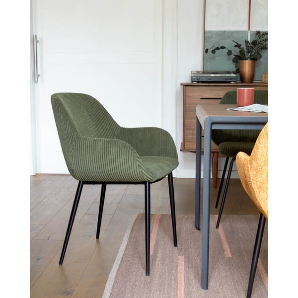 Kaki zelena podstavljena blagovaonska stolica Konna – Kave Home-image-1