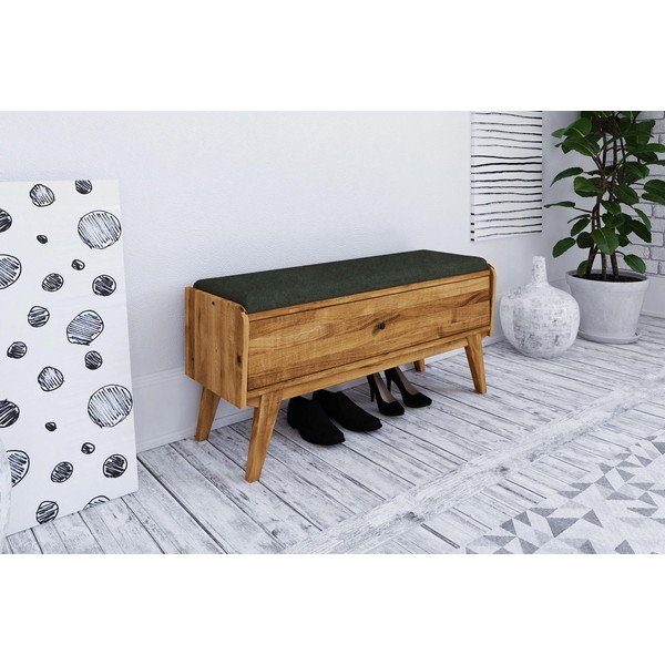 Klupa za odlaganje od hrastovine sa zelenim sjedalom Retro - The Beds-image-1