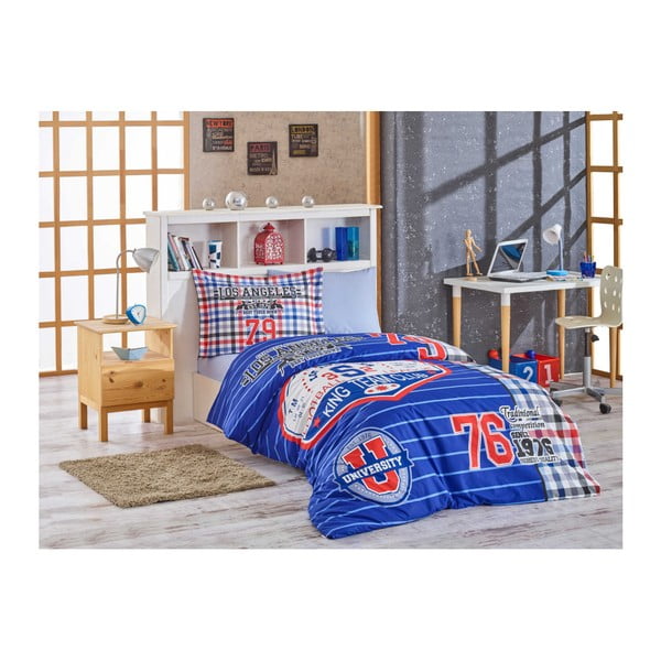 Pamučna posteljina od poplina s plahtom za krevet za jednu osobu Tulima, 160 x 220 cm