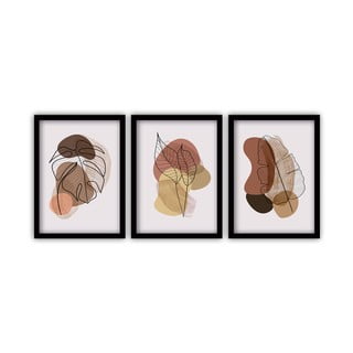 Set od 3 slike u crnim okvirima Vavien Artwork Tropical, 35 x 45 cm