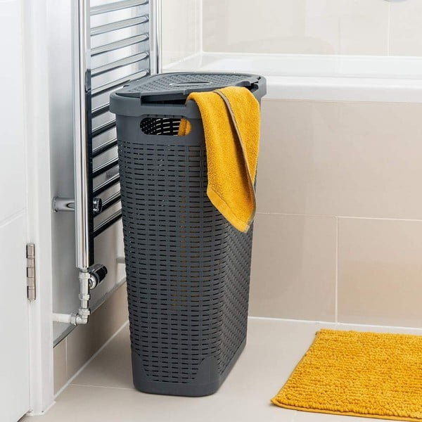 Siva košara za rublje Addis Rattan Effect Slim Hamper, 40 l-image-1