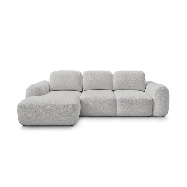 Svijetlo siva sklopiva/s prostorom za odlaganje kutna garnitura od bouclé tkanine (s lijevim kutom/s ležaljkom) Montaigne – Bobochic Paris