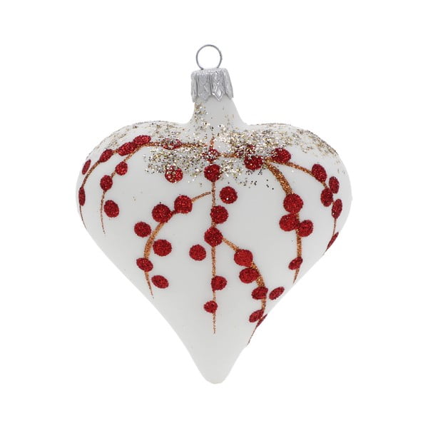 Set od 3 božićna ukrasa od bijelog stakla u obliku srca Ego Dekor