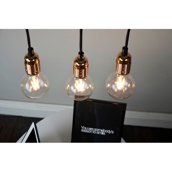 Trodijelna crna viseća lampa s detaljima u boji bakra Bulb Uno Attack-image-2