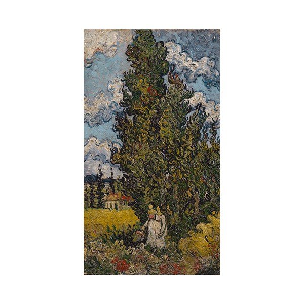 Slika Vincenta van Gogha - Čempresi i dvije žene, 70x46 cm