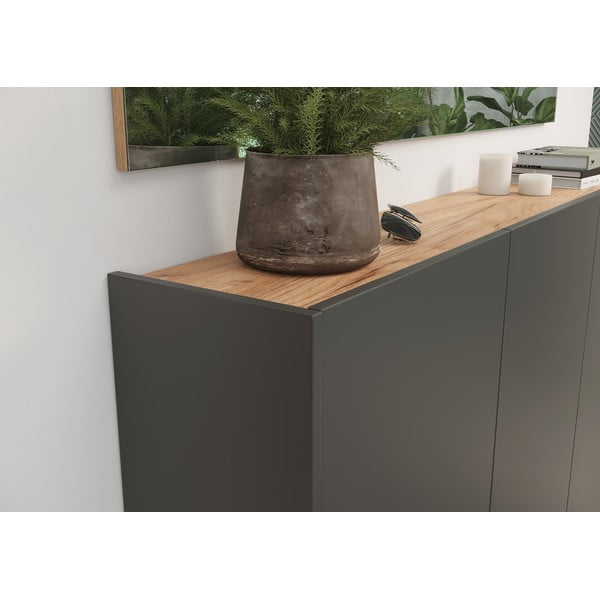 Antracitno sivi viseći ormarić u dekoru hrasta 138x87x25 cm Libbiano – Germania-image-4