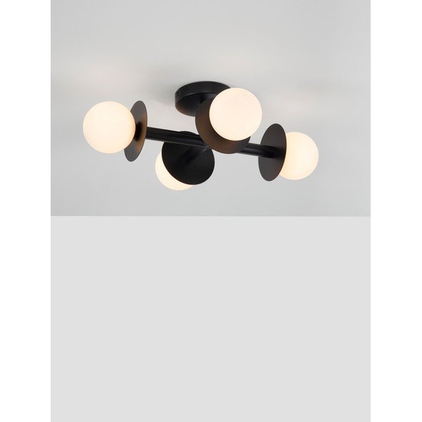 Bijela/crna metalna stropna svjetiljka sa staklenim sjenilom 37x51 cm Pielo – Nova Luce-image-1