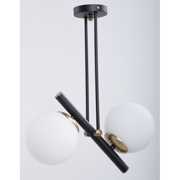 Crno-bijela stropna svjetiljka sa staklenim sjenilom ø 15 cm Libra – Squid Lighting-image-1