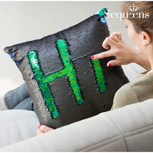 Zeleni jastuk sa promjenjivim šljokicama navlaka InnovaGoods Sequeens, 40 x 40 cm