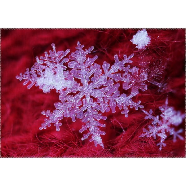 Tepih Vitaus Christmas Period Red Icy Snowflake, 50 x 80 cm