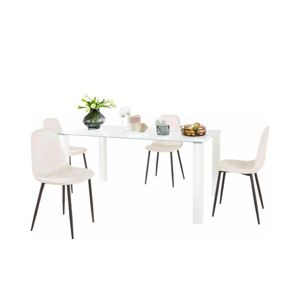 Set za blagovaonski stol i 4 bijele Støraa Dante stolice, dužina stola 160 cm-image-1
