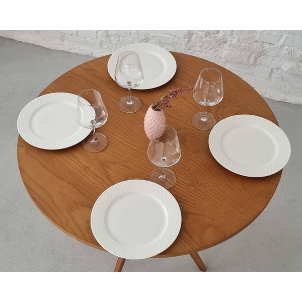 Okrugli blagovaonski stol s pločom stola u dekoru jasena ø 70 cm Jubi – Ragaba-image-3