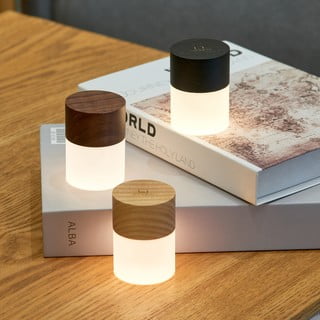 Crna LED stolna lampa s mogućnosti zatamnjivanja sa staklenim sjenilom (visina 6 cm) Lemelia – Gingko
