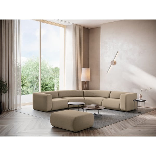 Bež baršunast tabure Ekahi – Makamii-image-1