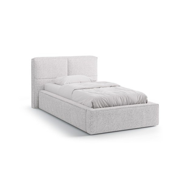 Svijetlo sivi tapecirani krevet s prostorom za odlaganje s podnicom 90x200 cm Darren – Micadoni 