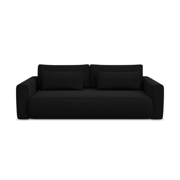 Crna baršunasti sklopiva/s prostorom za odlaganje sofa 238 cm Kapua – Makamii