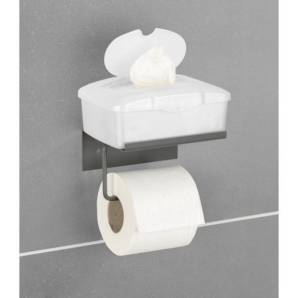 Antracitno sivi metalni samoljepljiv/s policom držač toaletnog papira Desulo – Wenko-image-2